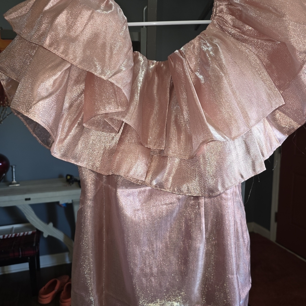 Elegant Pink Choosy Ruffle Mini Dress L